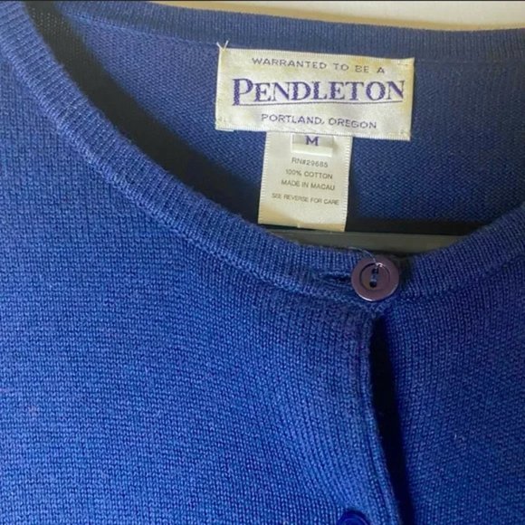Vintage 90s Pendleton Classic Crewneck Cardigan in Navy - Picture 5 of 5